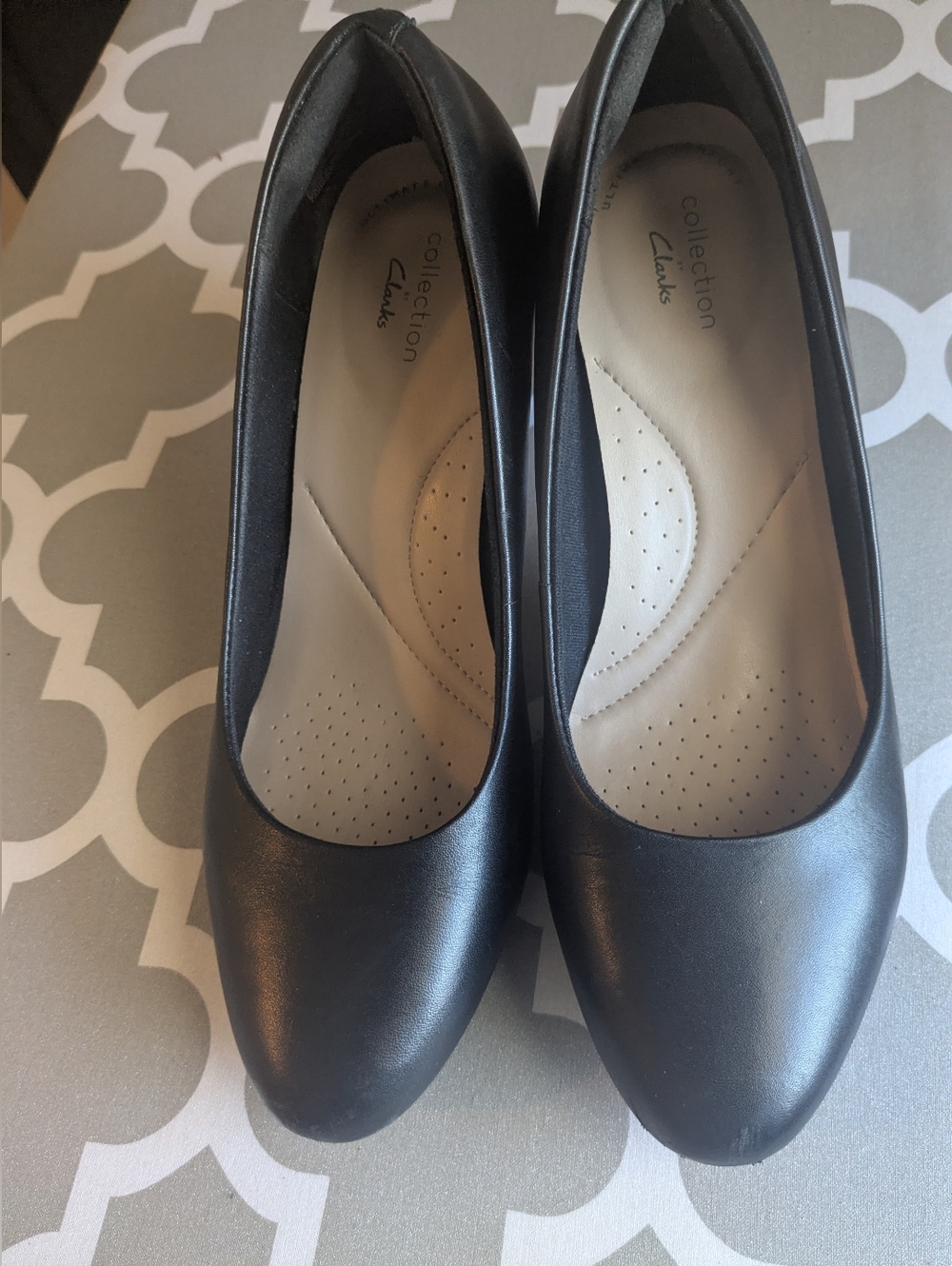 Clarks Black Leather-Look Women’s Comfort Heels